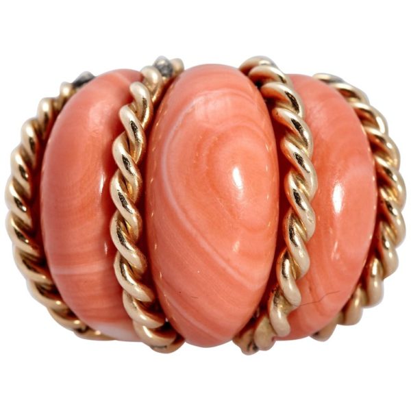 Bombe Coral and Gold Ring