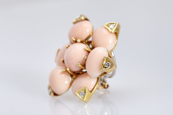Pink Coral and Diamond Ear-Clips - Image 2