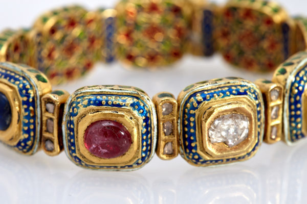 Pair of Indian Gold Navaratna Bracelets - Image 4