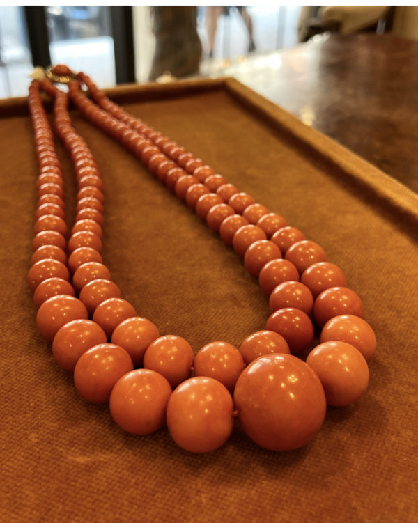 Double Strand Coral Bead Necklace - Image 3