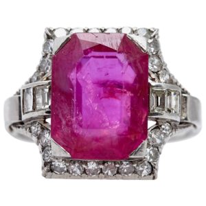 Art Deco Burma Ruby and Diamonds Ring