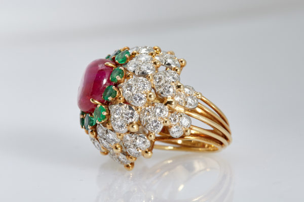 Bombè Ruby, Emerald & Diamond Cocktail Ring - Image 3
