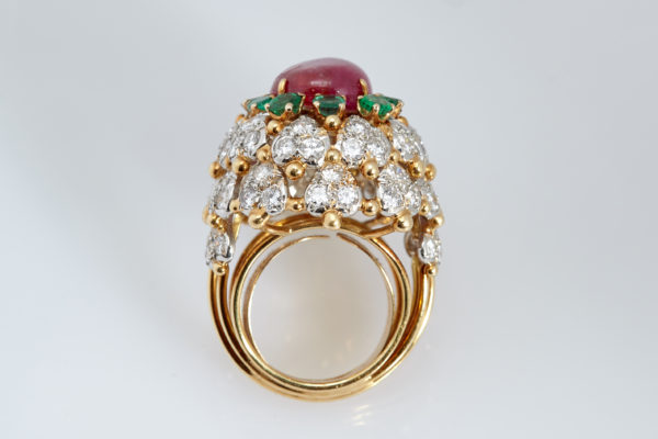 Bombè Ruby, Emerald & Diamond Cocktail Ring - Image 2