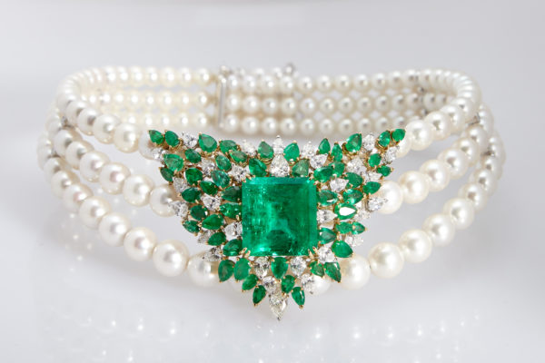 Spectacular Chantecler Emeralds, Diamonds and Pearls Necklace - Image 3
