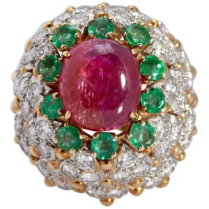 Bombè Ruby, Emerald & Diamond Cocktail Ring