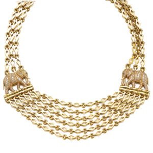 Cartier Elephants Gold and Diamonds Necklace