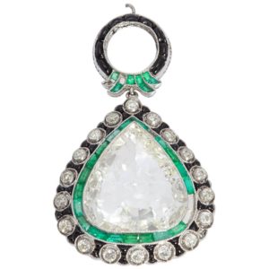 Art Deco Diamond, Onyx & Emerald Pendant