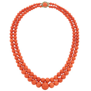 Double Strand Coral Bead Necklace