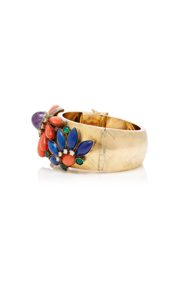 Coral & Lapis Retro Gold Bracelet - Image 2