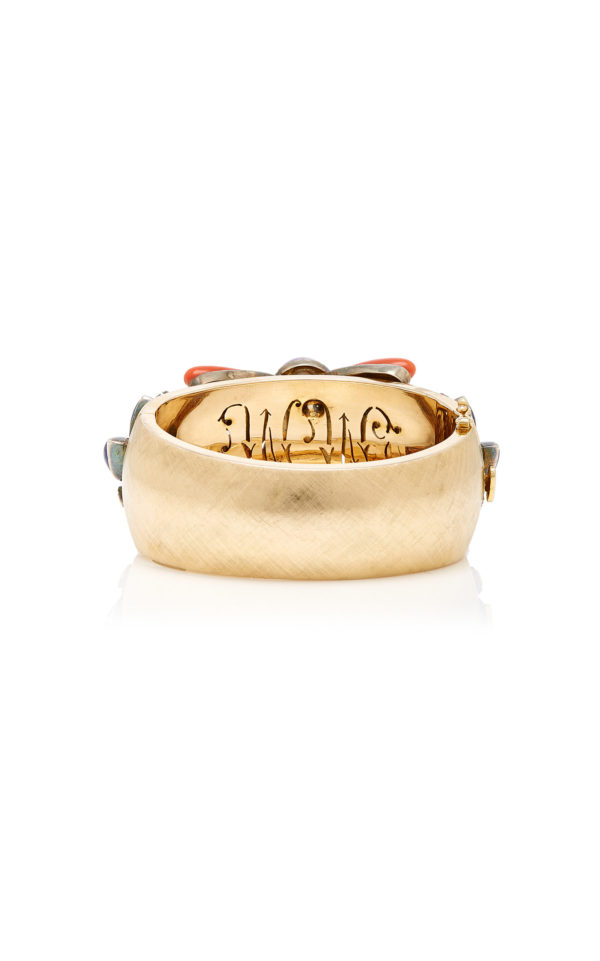 Coral & Lapis Retro Gold Bracelet - Image 3