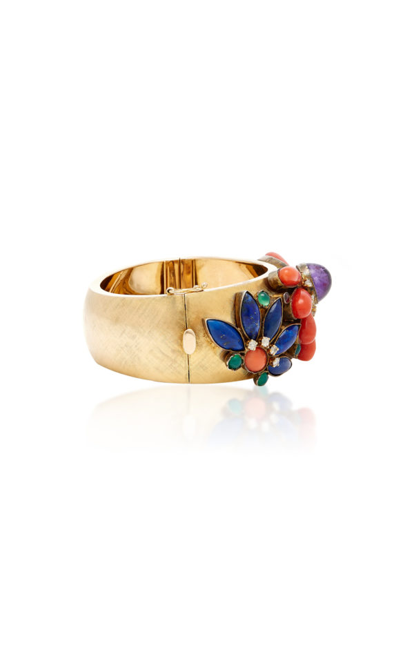 Coral & Lapis Retro Gold Bracelet - Image 4