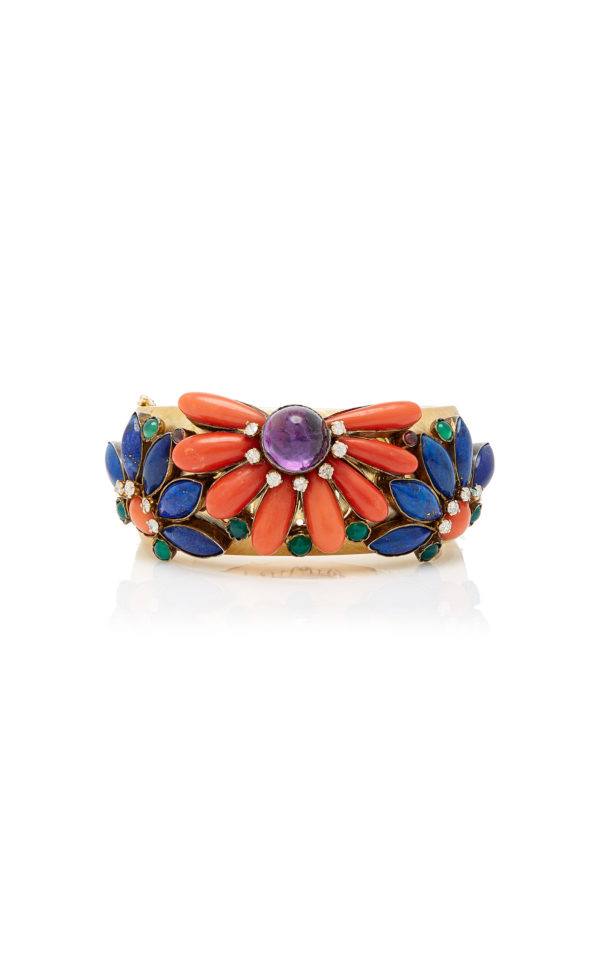 Coral & Lapis Retro Gold Bracelet - Image 5
