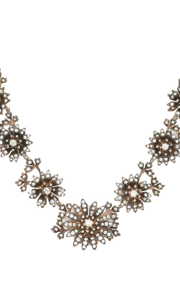 Antique Diamond Floral Necklace - Image 2