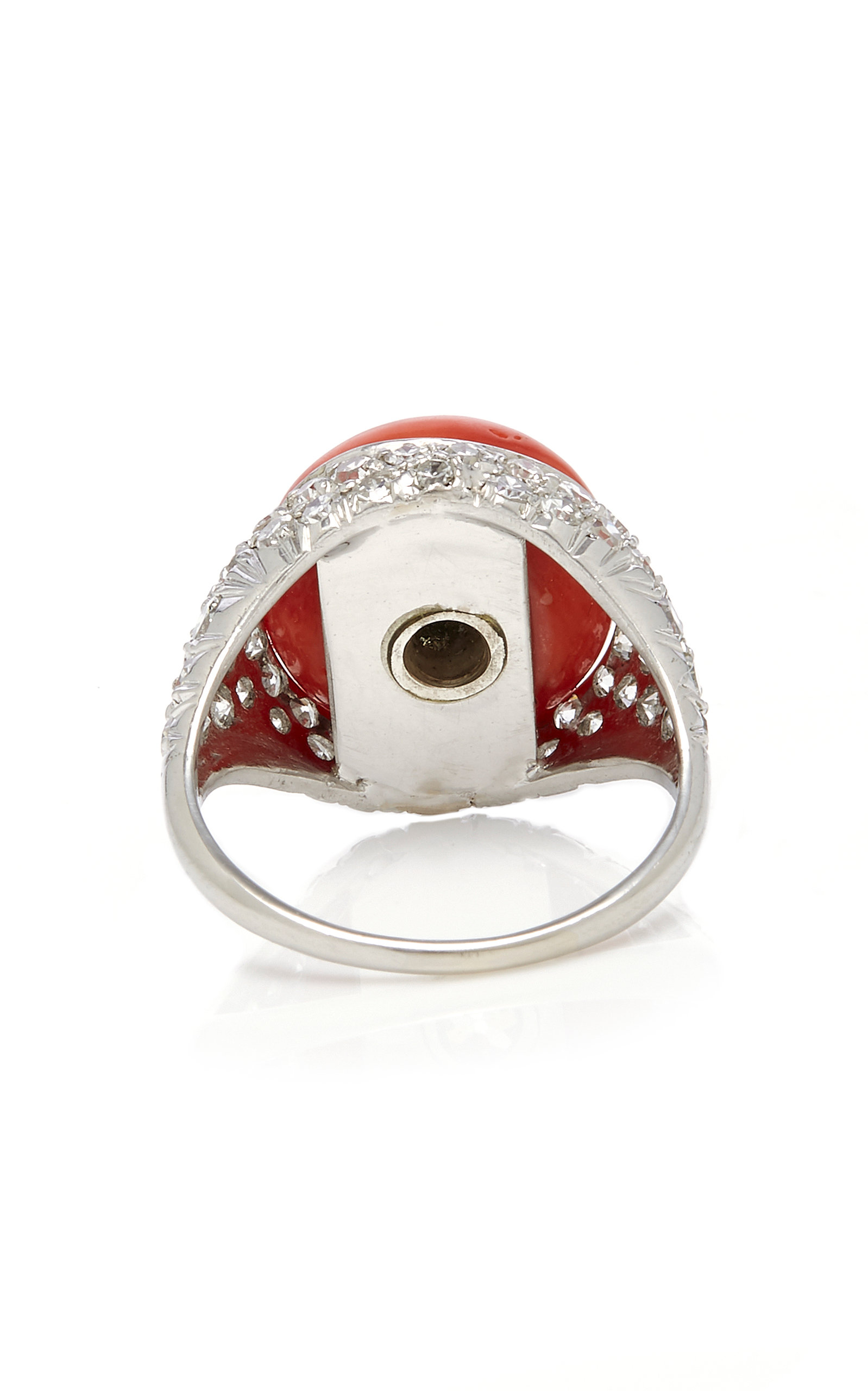 Art Deco Coral and Diamond Ring by Furst - Image 3