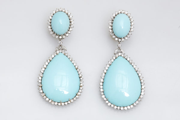 Turquoise and Diamond Ear Pendants - Image 2