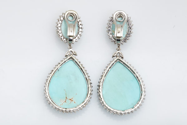 Turquoise and Diamond Ear Pendants - Image 3