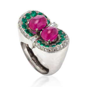 Cabochon Ruby & Emerald Ring