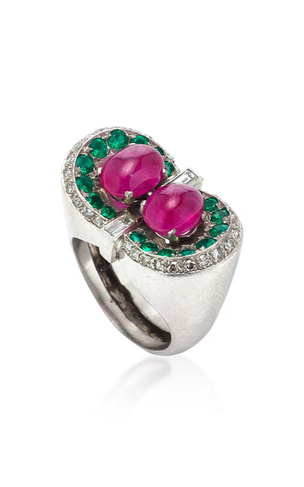 Cabochon Ruby & Emerald Ring