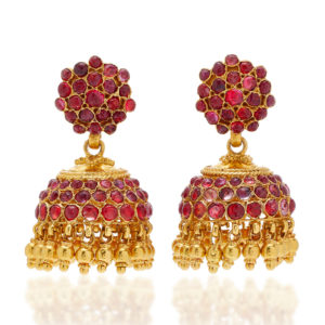 Indian Ruby & Gold Tassel Earrings