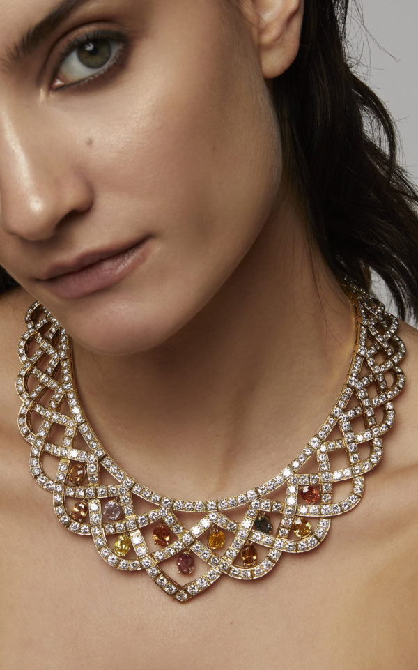 Multi-color Sapphires & Diamond Necklace - Image 4