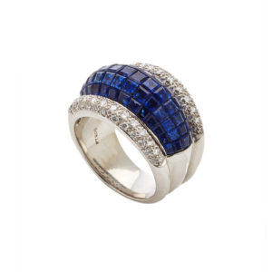 Invisible Set Sapphire and Diamond Ring