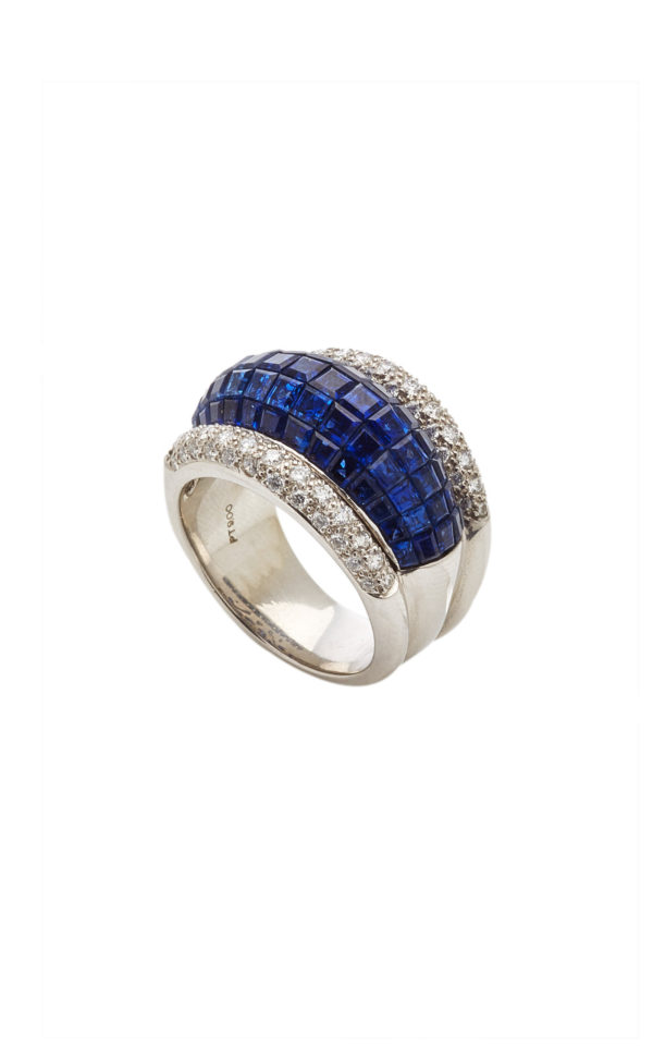 Invisible Set Sapphire and Diamond Ring