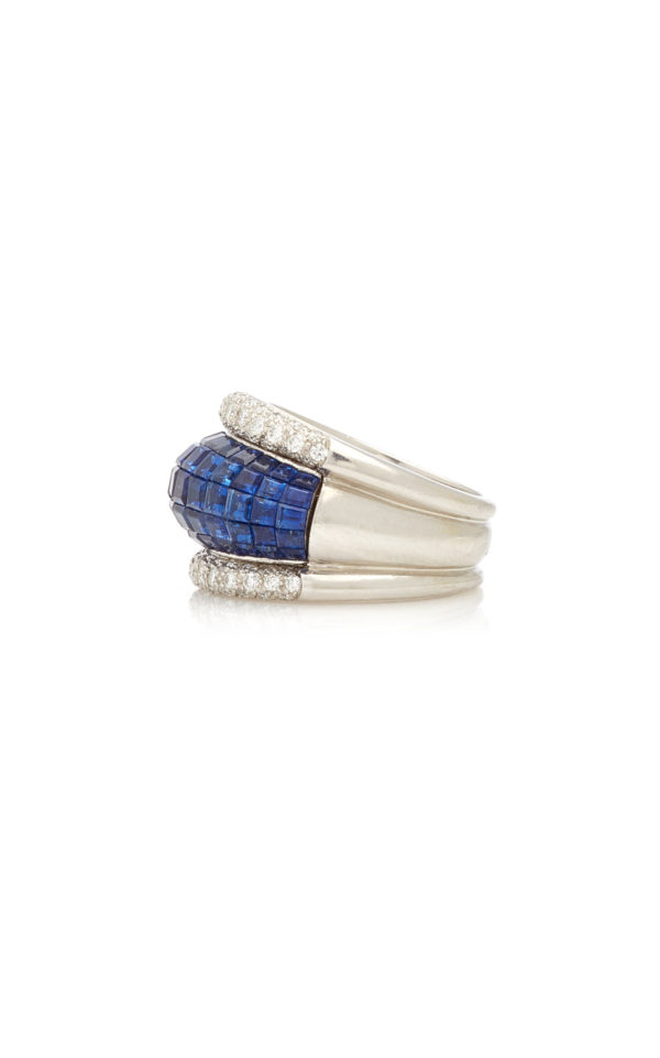 Invisible Set Sapphire and Diamond Ring - Image 3