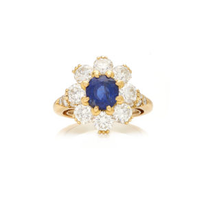 Van Cleef Sapphire and Diamond Cluster Ring