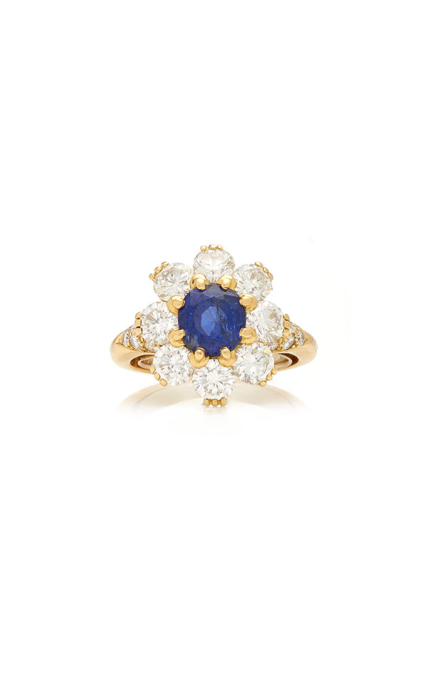 Van Cleef Sapphire and Diamond Cluster Ring