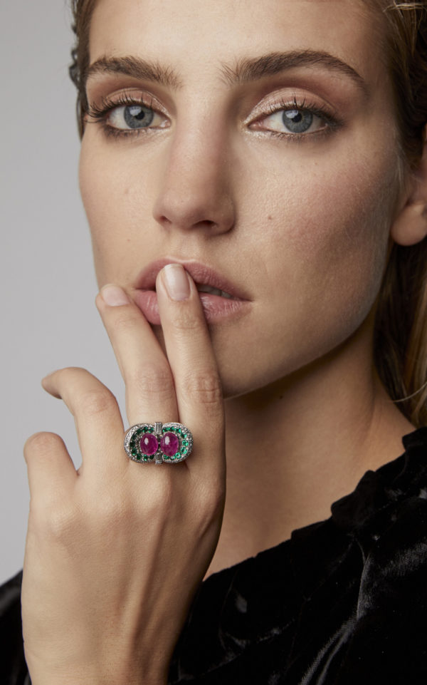 Cabochon Ruby & Emerald Ring - Image 3