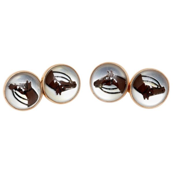 Enamel and Gold Horse Cufflinks