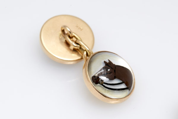 Enamel and Gold Horse Cufflinks - Image 3