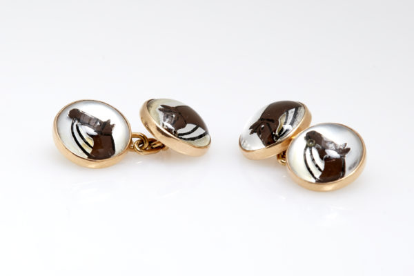 Enamel and Gold Horse Cufflinks - Image 4