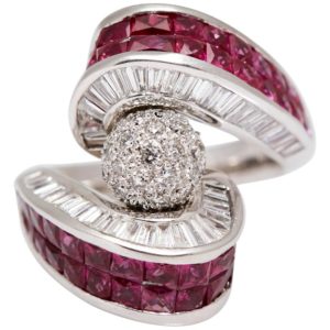 Invisible Set Rubies and Diamond Ring