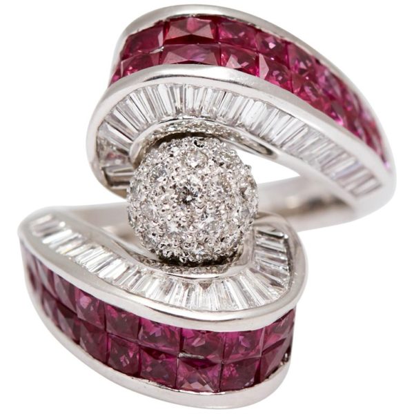 Invisible Set Rubies and Diamond Ring