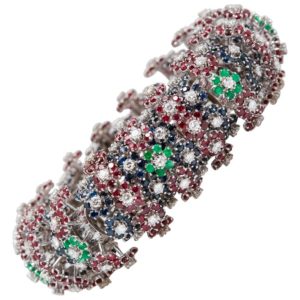 Emerald Ruby Sapphire Diamond Bracelet