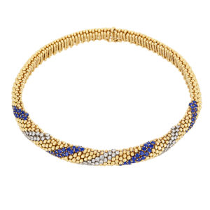 Cous-Cous Gold Sapphire and Diamond Necklace