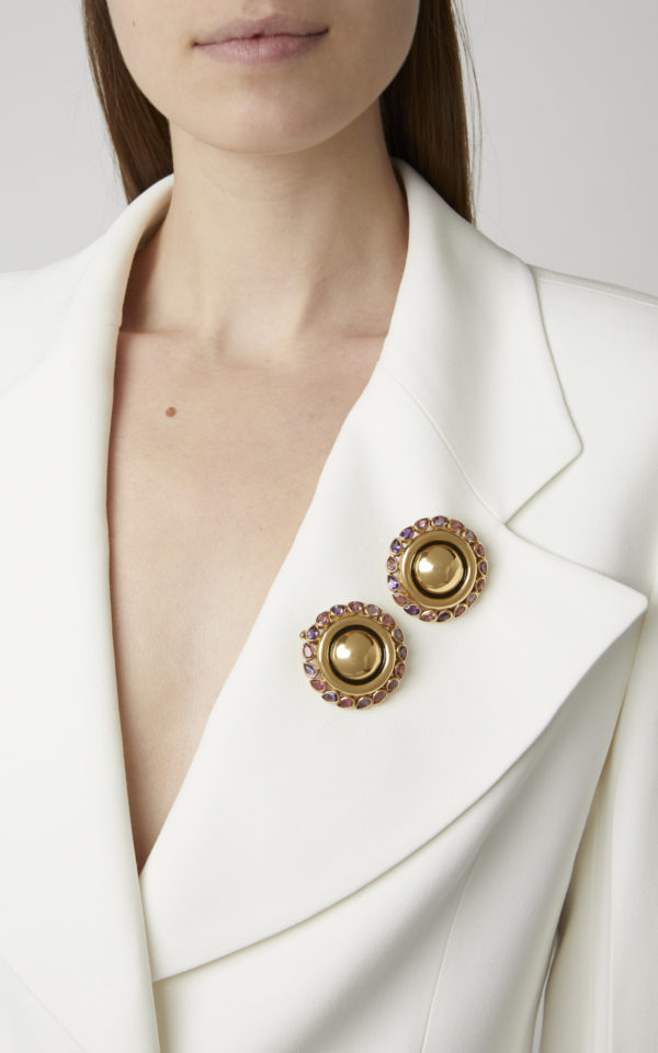 Circular Amethyst & Gold Double Clips - Image 2