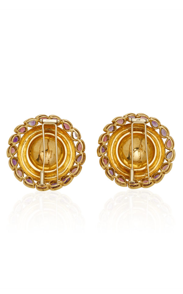 Circular Amethyst & Gold Double Clips - Image 3