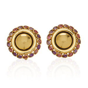 Circular Amethyst & Gold Double Clips