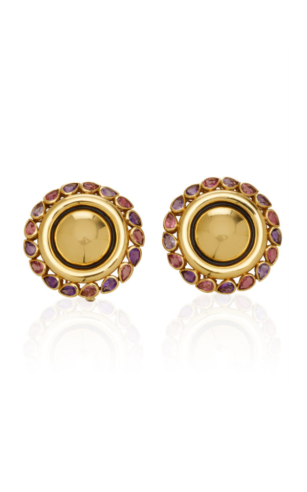 Circular Amethyst & Gold Double Clips