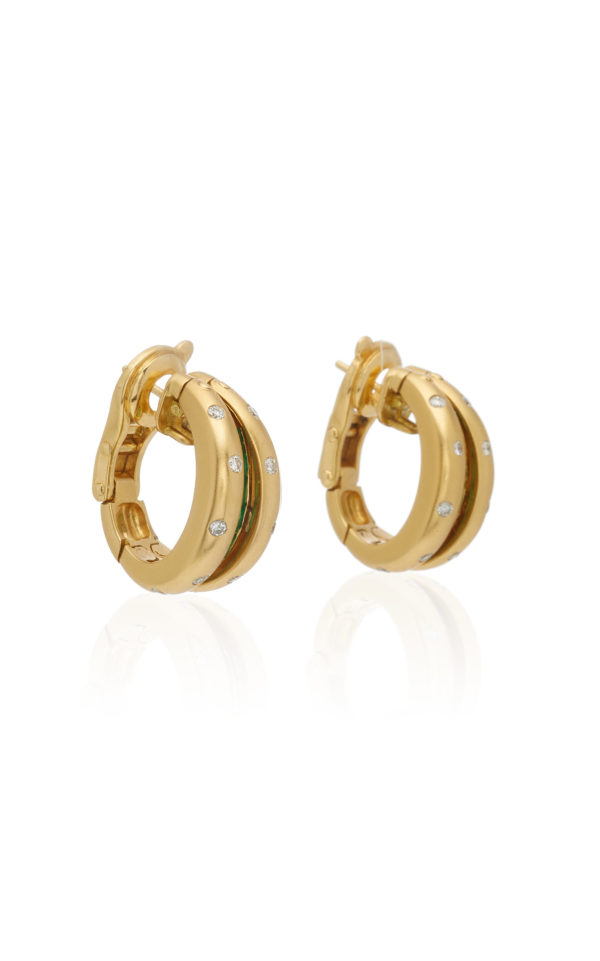 Mystery Emerald Diamond and Gold Earrings - Image 3