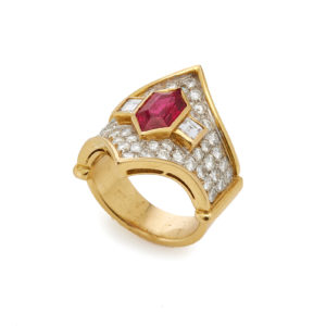 Italian Ruby, Diamond & Gold Ring