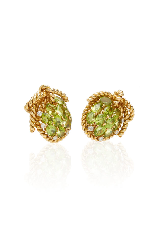 Peridot and Gold Grape Earclips - Image 3