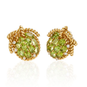 Peridot and Gold Grape Earclips
