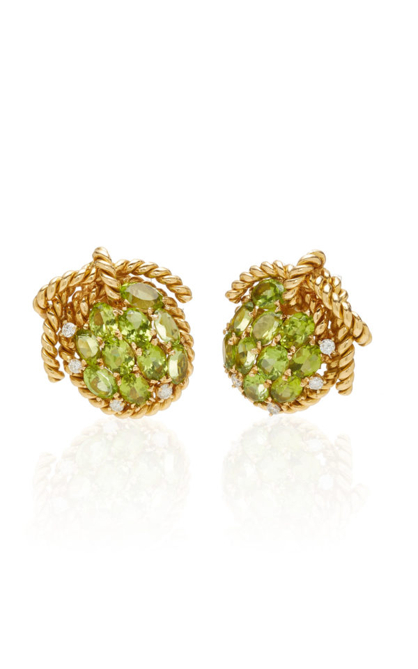 Peridot and Gold Grape Earclips