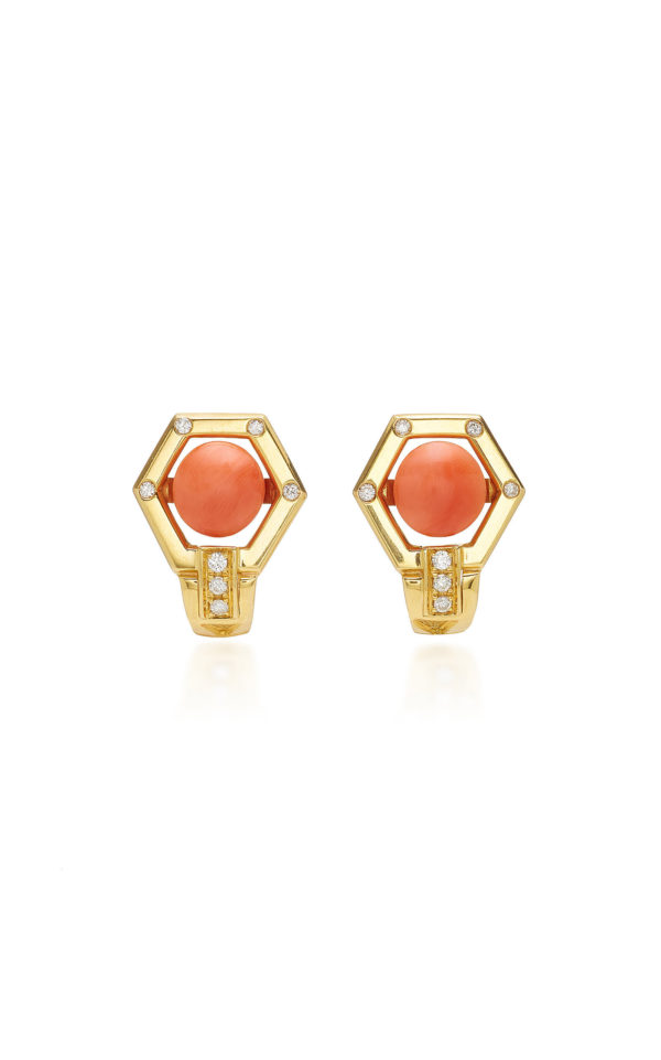 Coral and Diamond Ear-Pendants - Image 3