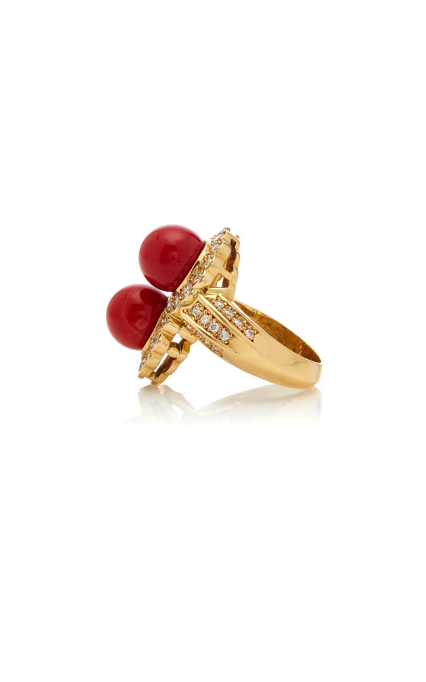 Coral and Diamond Ring - Image 2