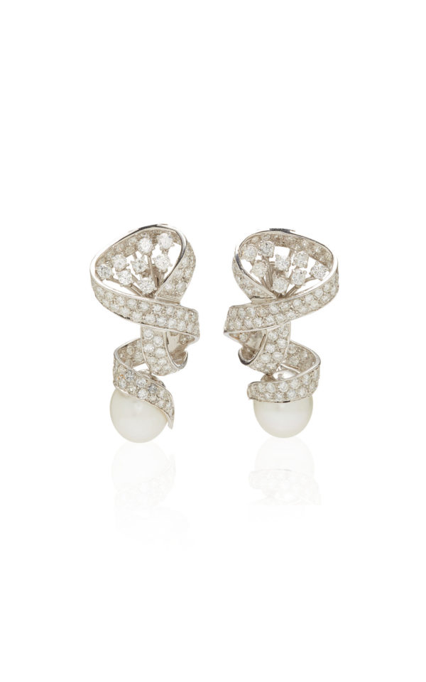 Stunning Diamond & Pearl Ear-Pendants