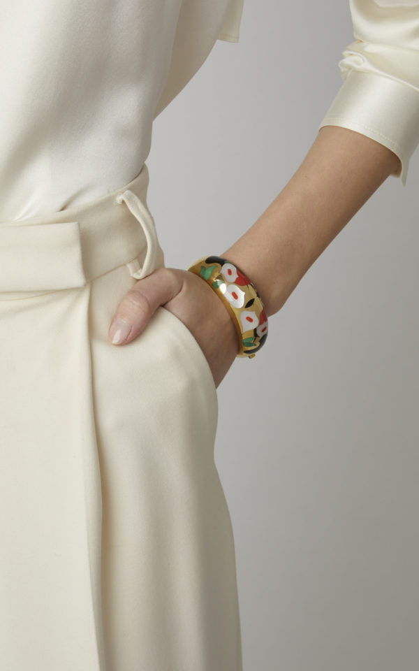Inlaid Mother of Pearl, Coral and Hardstone Bracelet - Image 5